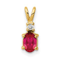 14k 6x4mm Oval Ruby and VS Diamond Pendant