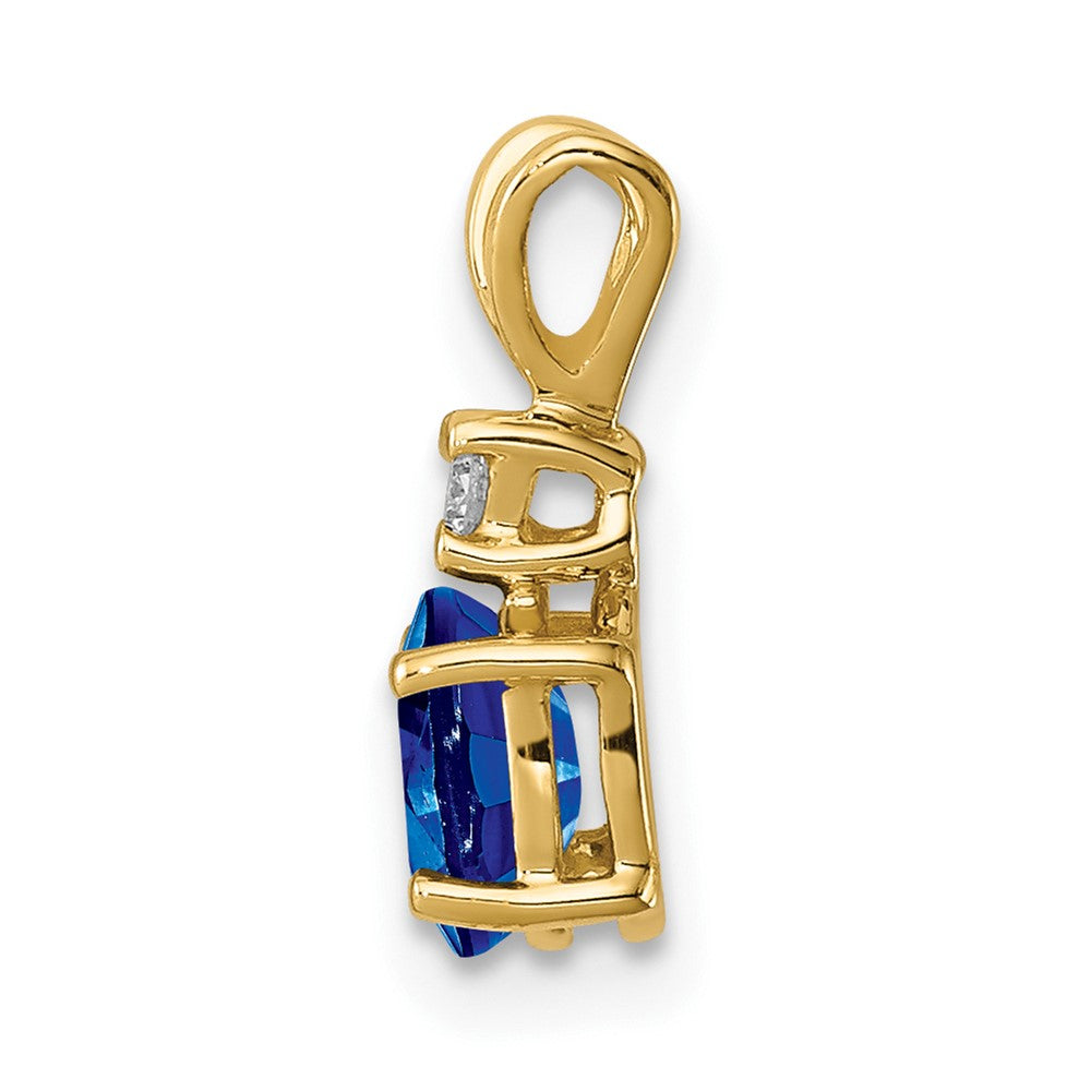 14k 6x4mm Oval Sapphire and AAA Diamond Pendant