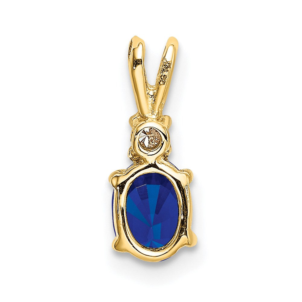 14k 6x4mm Oval Sapphire and A Diamond Pendant
