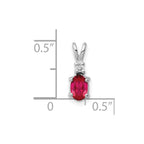 14k White Gold 6x4mm Oval Ruby and AA Diamond Pendant