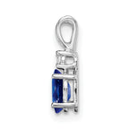 14k White Gold 6x4mm Oval Sapphire and AA Diamond Pendant