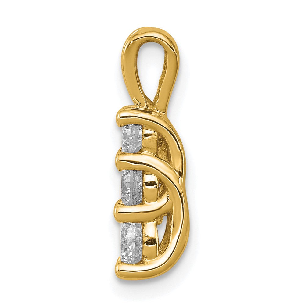 14k Complete 1/2 carat Three-stone AA Diamond Pendant