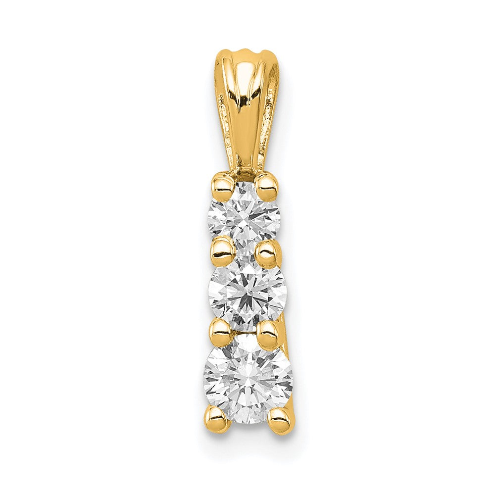 14k Complete 1/2 carat Three-stone AA Diamond Pendant