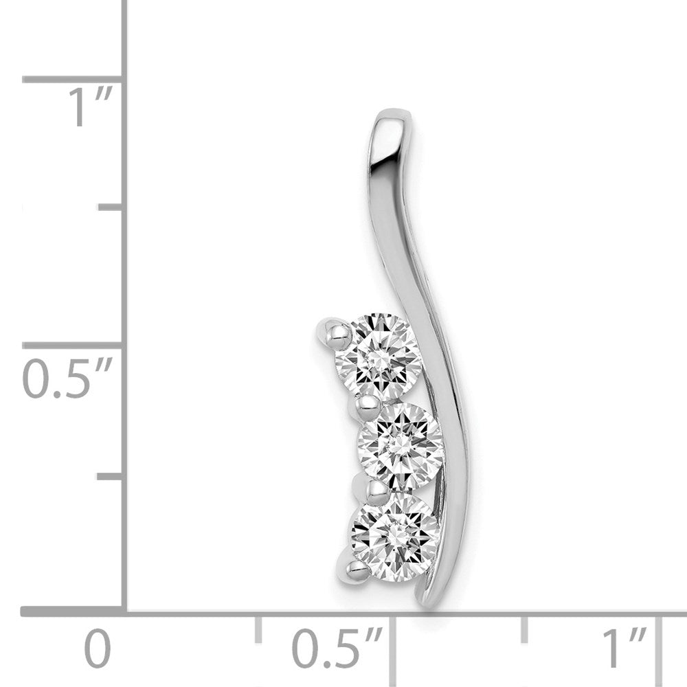 14k White Gold Complete 7/8 carat Three-Stone A Diamond Curved Bar Chain Slide