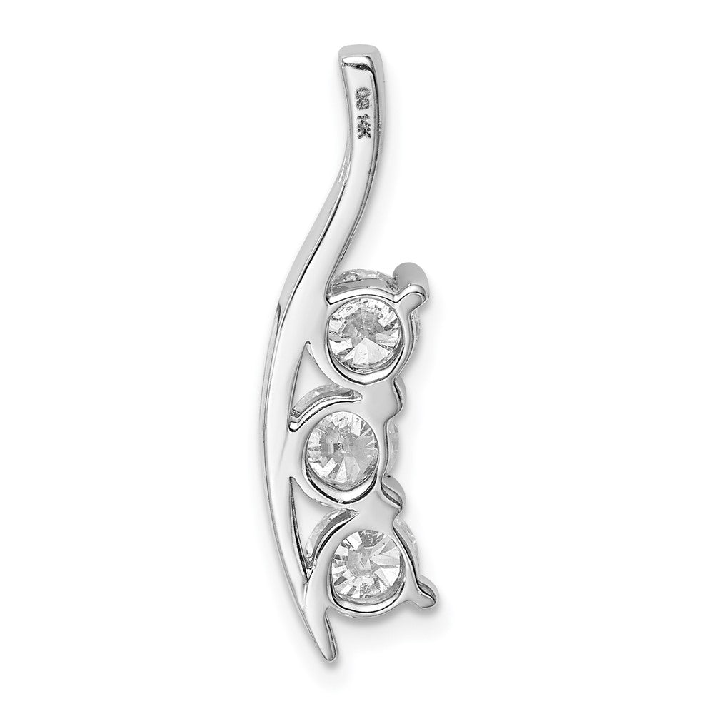 14k White Gold Complete 1.5 carat Three-Stone A Diamond Curved Bar Chain Slide
