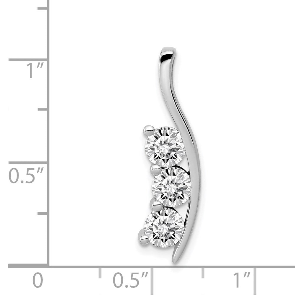 14k White Gold Complete 1.5 carat Three-Stone A Diamond Curved Bar Chain Slide