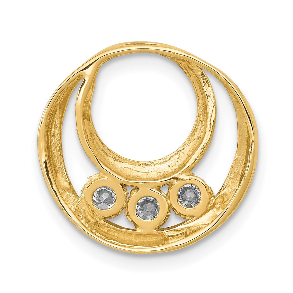 14k Complete 3-3.2mm AAA Diamond Three-Stone Circle Chain Slide