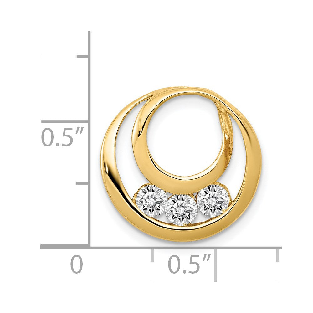 14k Complete 3-3.2mm AA Diamond Three-Stone Circle Chain Slide
