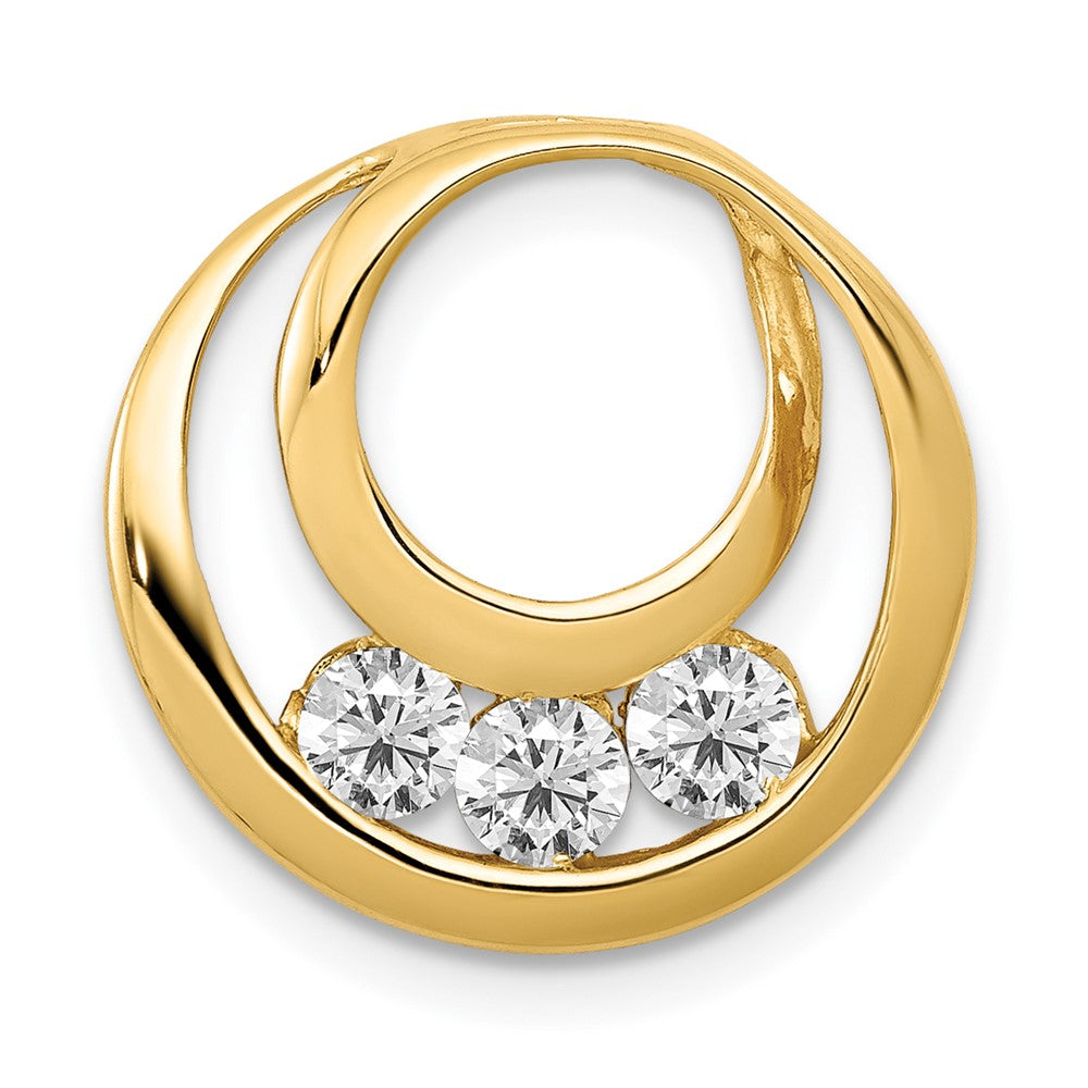 14k Complete 3-3.2mm AAA Diamond Three-Stone Circle Chain Slide