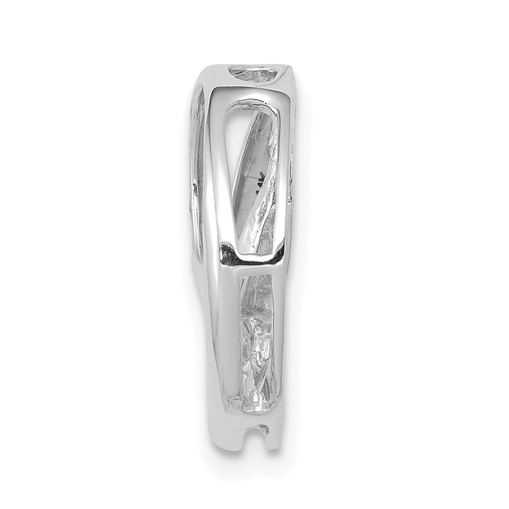 14k White Gold Complete 3-3.2mm AAA Diamond Three-Stone Circle Chain Slide