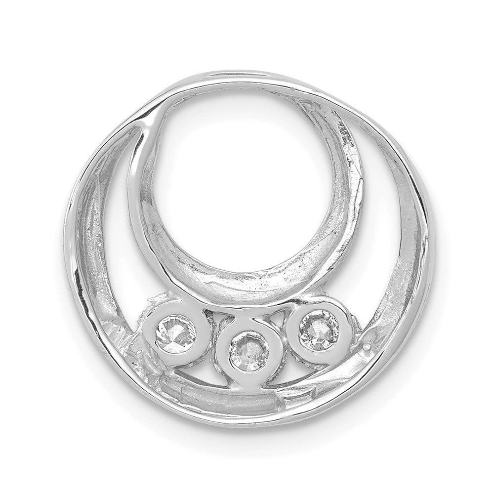 14k White Gold Complete 3-3.2mm A Diamond Three-Stone Circle Chain Slide