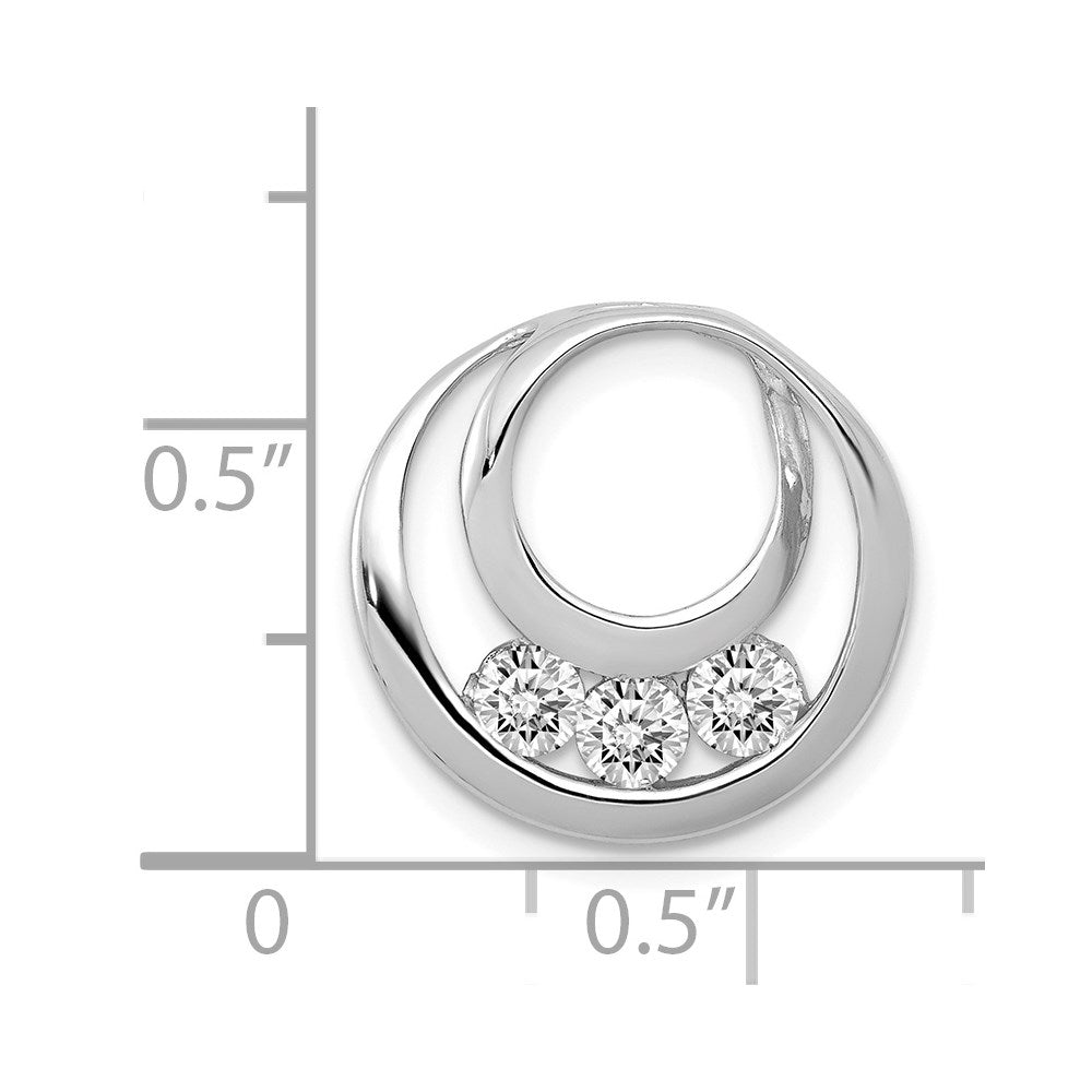 14k White Gold Complete 3-3.2mm VS Diamond Three-Stone Circle Chain Slide