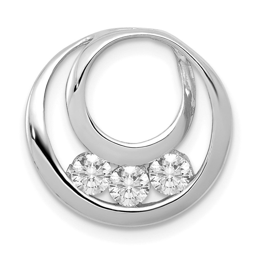 14k White Gold Complete 3-3.2mm A Diamond Three-Stone Circle Chain Slide