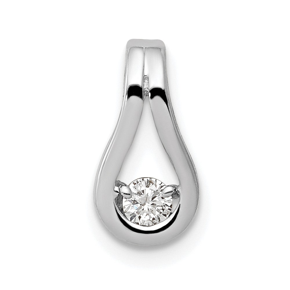 14k White Gold Complete 2.8mm AAA Diamond Teardrop-Shape Slide Fits up to 2mm Regular/6mm Fancy or Reversible Omega