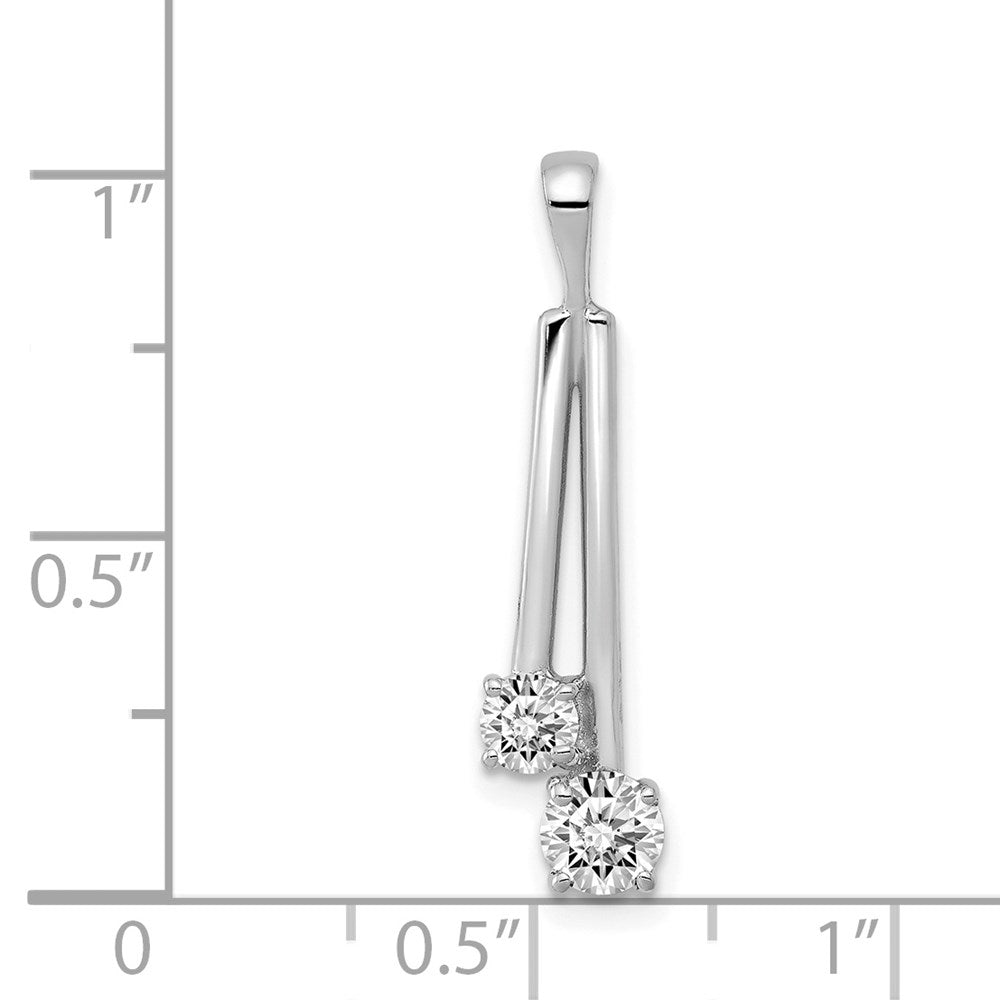 14k White Gold Complete 4.4mm/3.4mm Two-stone AA Diamond Pendant
