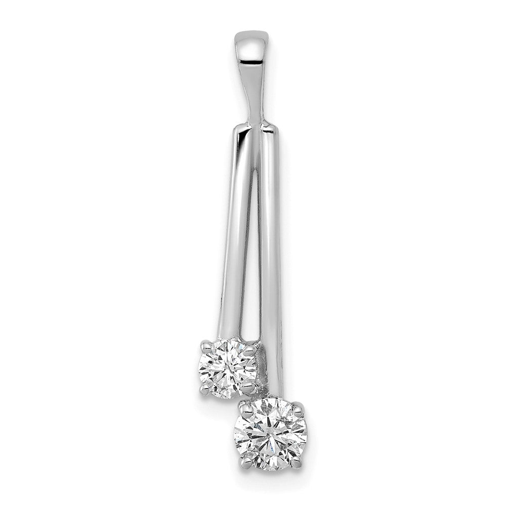 14k White Gold Complete 4.4mm/3.4mm Two-stone AA Diamond Pendant