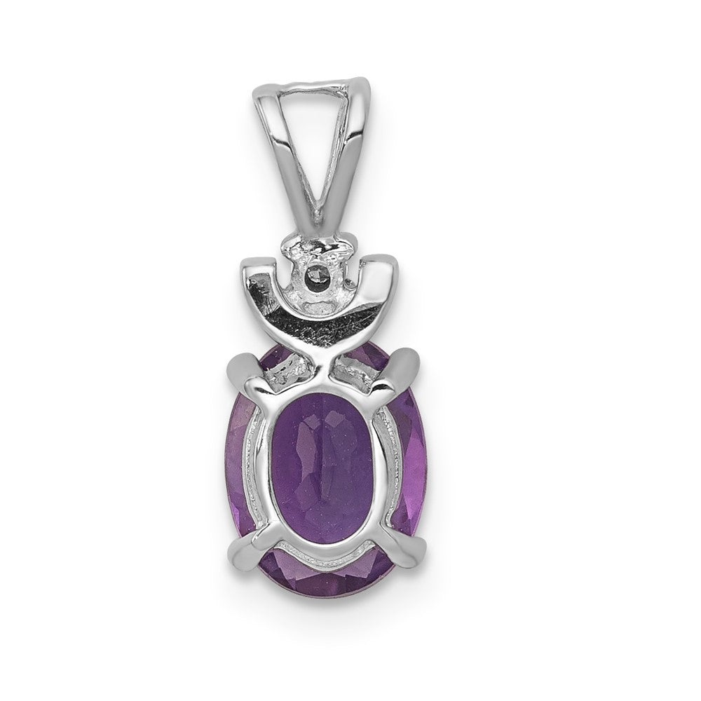 14k White Gold 8x6mm Oval Amethyst and A Diamond Pendant