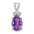 14k White Gold 8x6mm Oval Amethyst and A Diamond Pendant