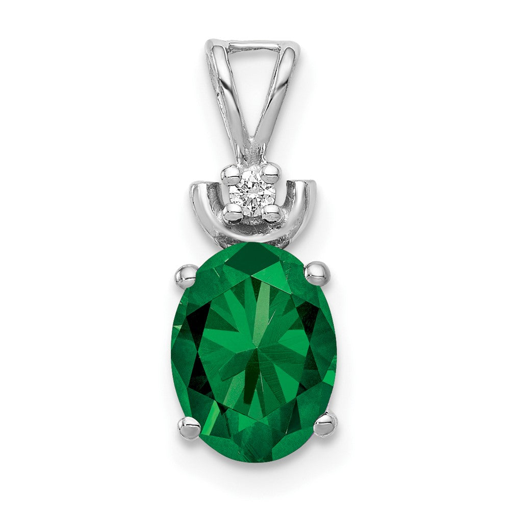 14k White Gold 8x6mm Oval Mount St. Helens and AA Diamond Pendant