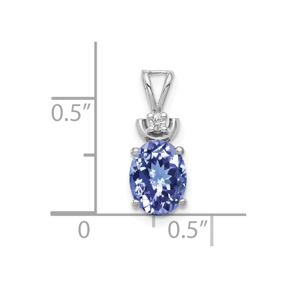 14k White Gold 8x6mm Oval Tanzanite and VS Diamond Pendant