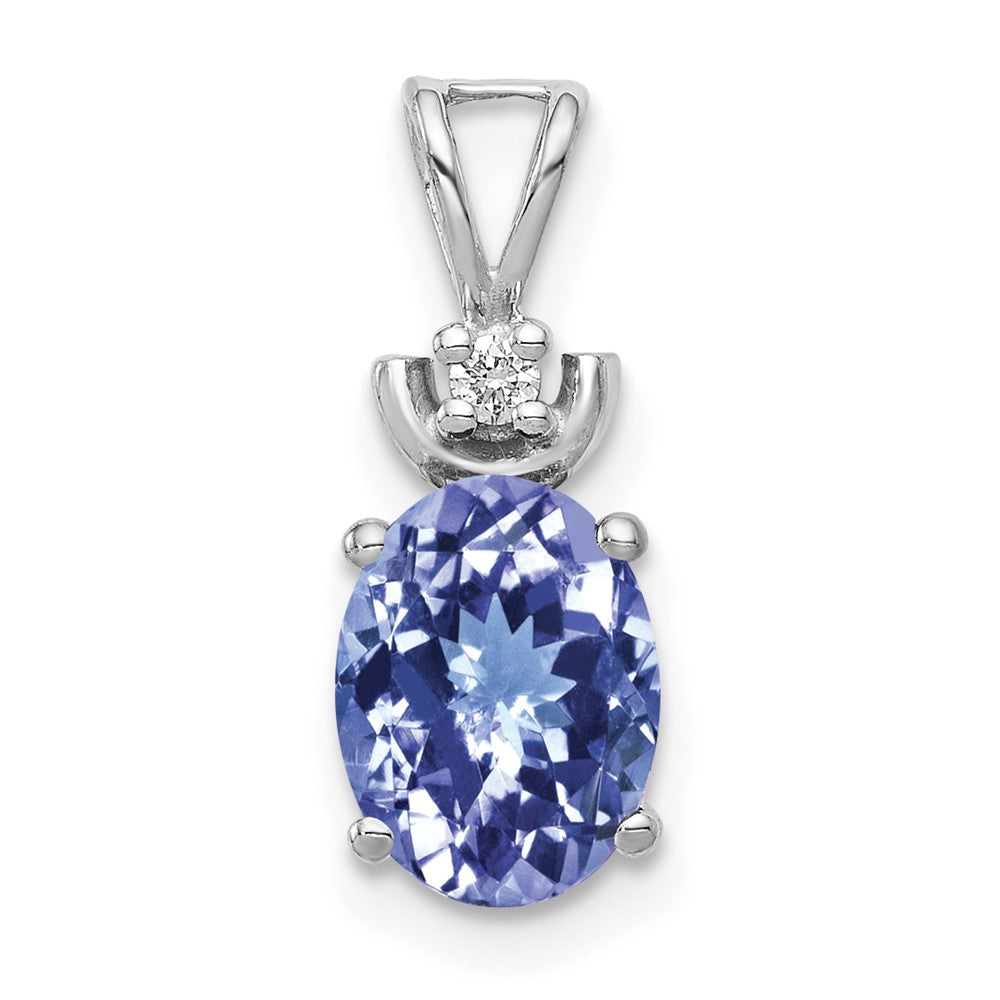 14k White Gold 8x6mm Oval Tanzanite and VS Diamond Pendant