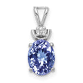 14k White Gold 8x6mm Oval Tanzanite and VS Diamond Pendant