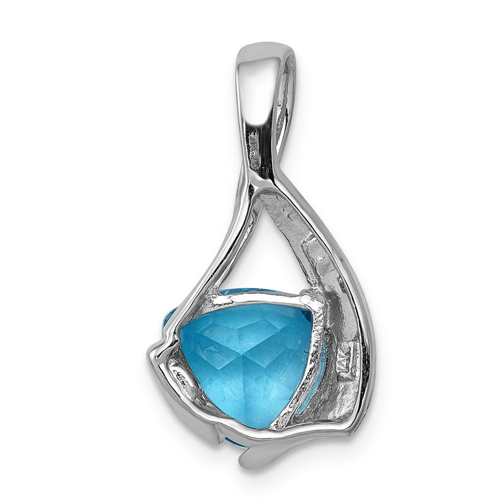 14k White Gold 8mm Trillion Blue Topaz Slide Fits up to 3mm Regular/4mm Fancy or Reversible Omega