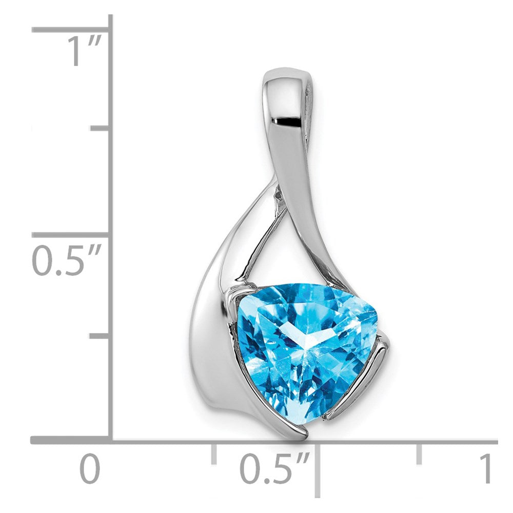 14k White Gold 8mm Trillion Blue Topaz Slide Fits up to 3mm Regular/4mm Fancy or Reversible Omega