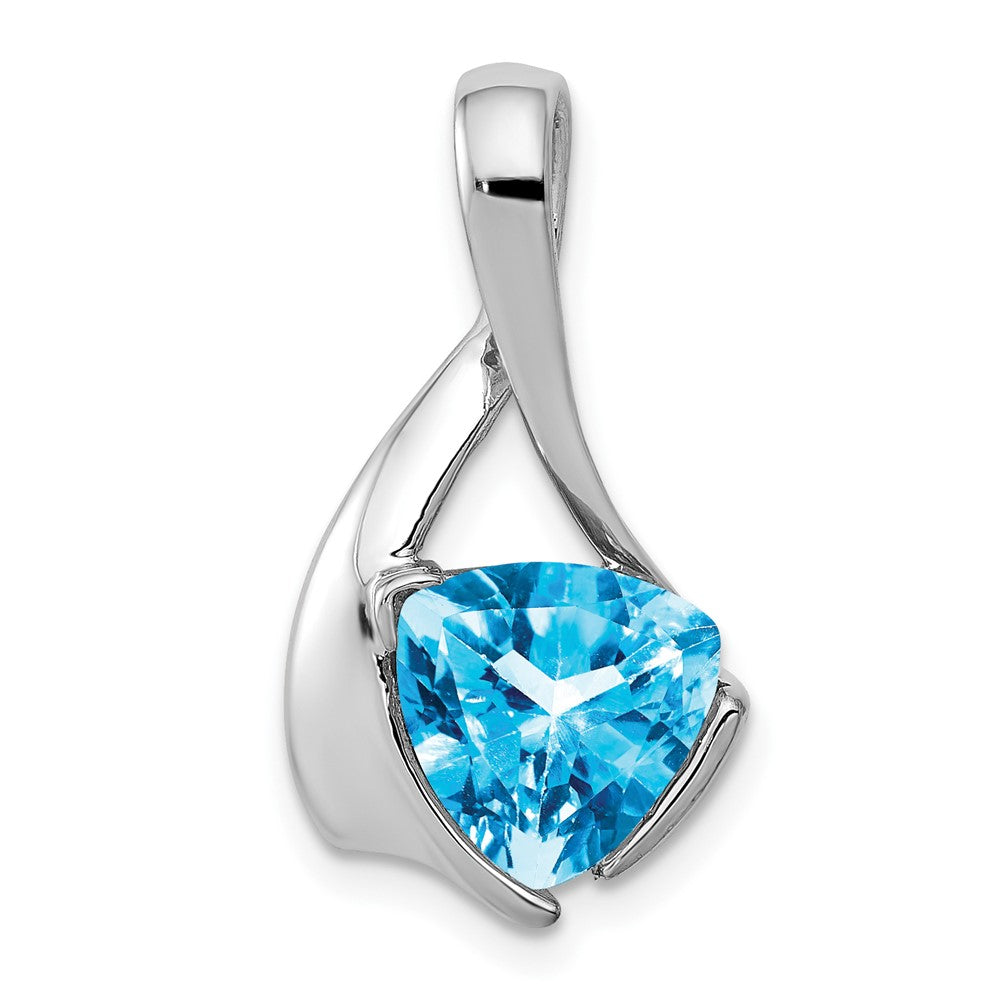 14k White Gold 8mm Trillion Blue Topaz Slide Fits up to 3mm Regular/4mm Fancy or Reversible Omega