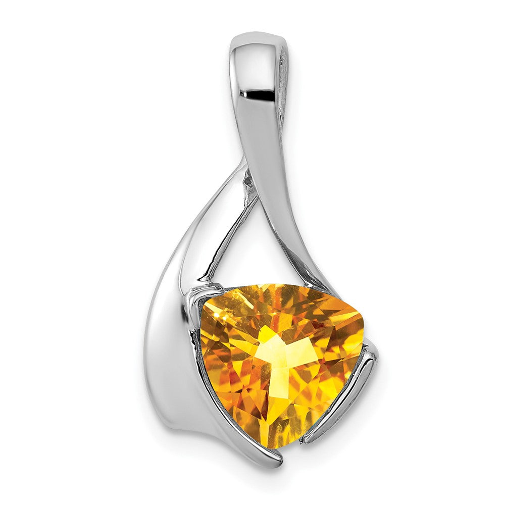 14k White Gold 8mm Trillion Citrine Slide Fits up to 3mm Regular/4mm Fancy or Reversible Omega