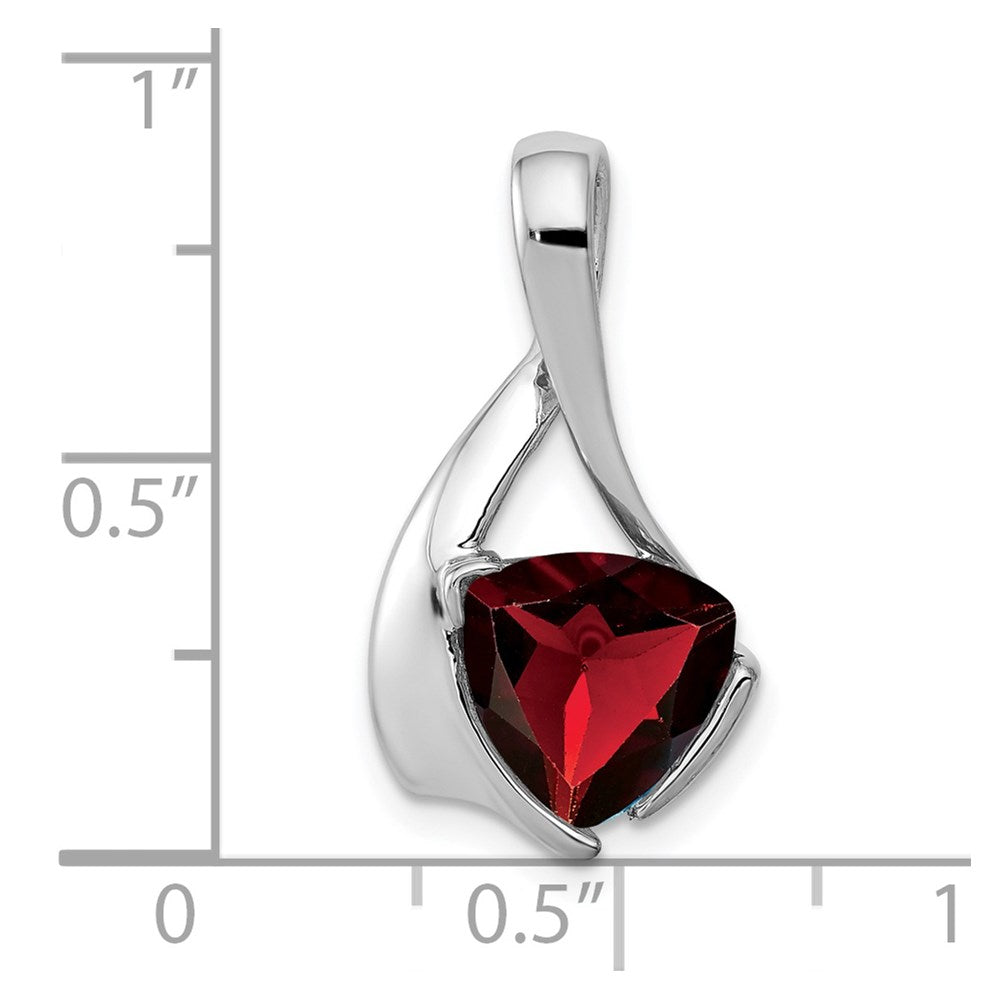 14k White Gold 8mm Trillion Garnet Slide Fits up to 3mm Regular/4mm Fancy or Reversible Omega
