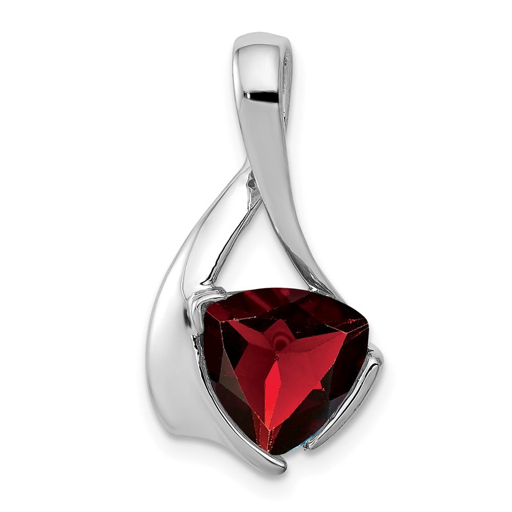 14k White Gold 8mm Trillion Garnet Slide Fits up to 3mm Regular/4mm Fancy or Reversible Omega