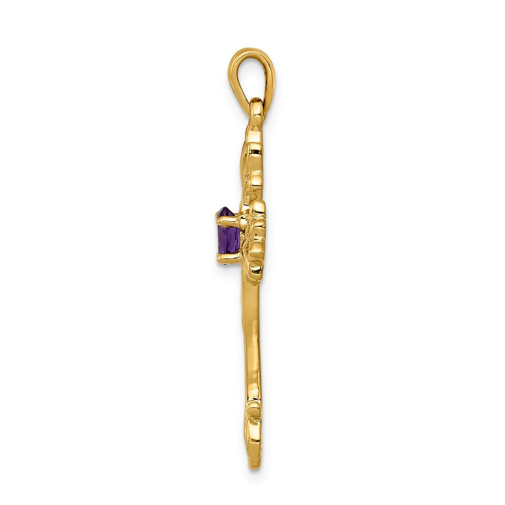 14k 5x3mm Oval Amethyst Cross Pendant