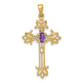 14k 5x3mm Oval Amethyst Cross Pendant