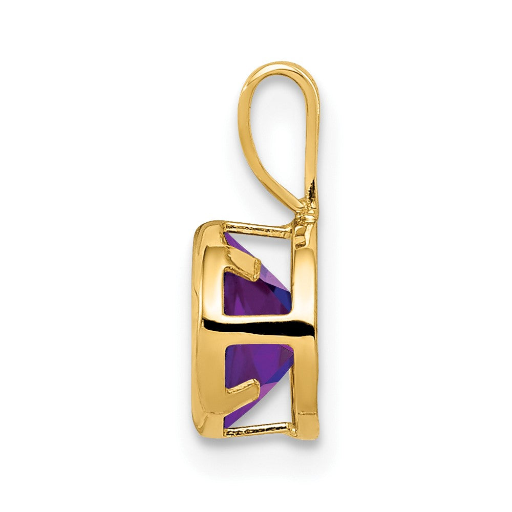 14k 6mm Round Amethyst Bezel Pendant