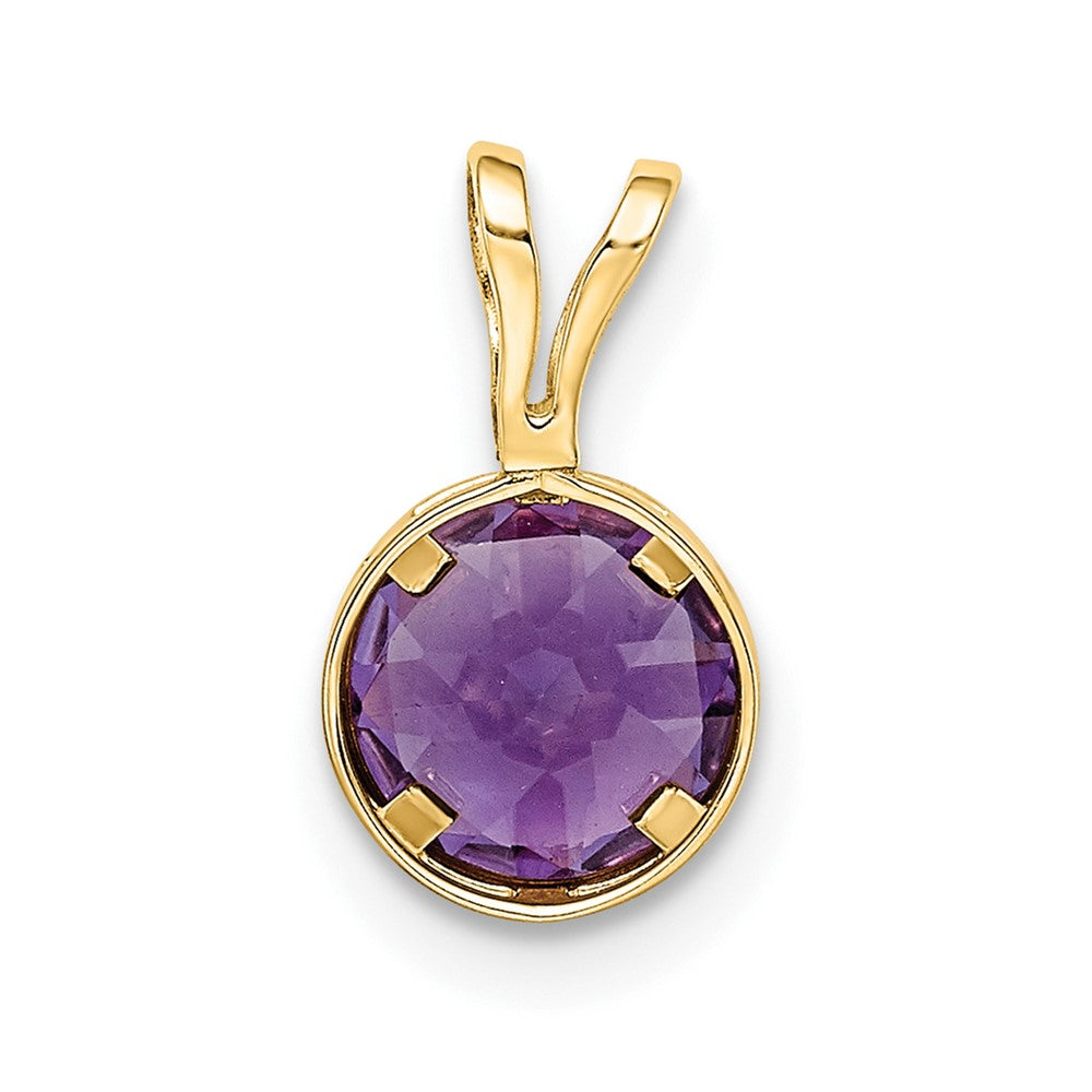 14k 6mm Round Amethyst Bezel Pendant
