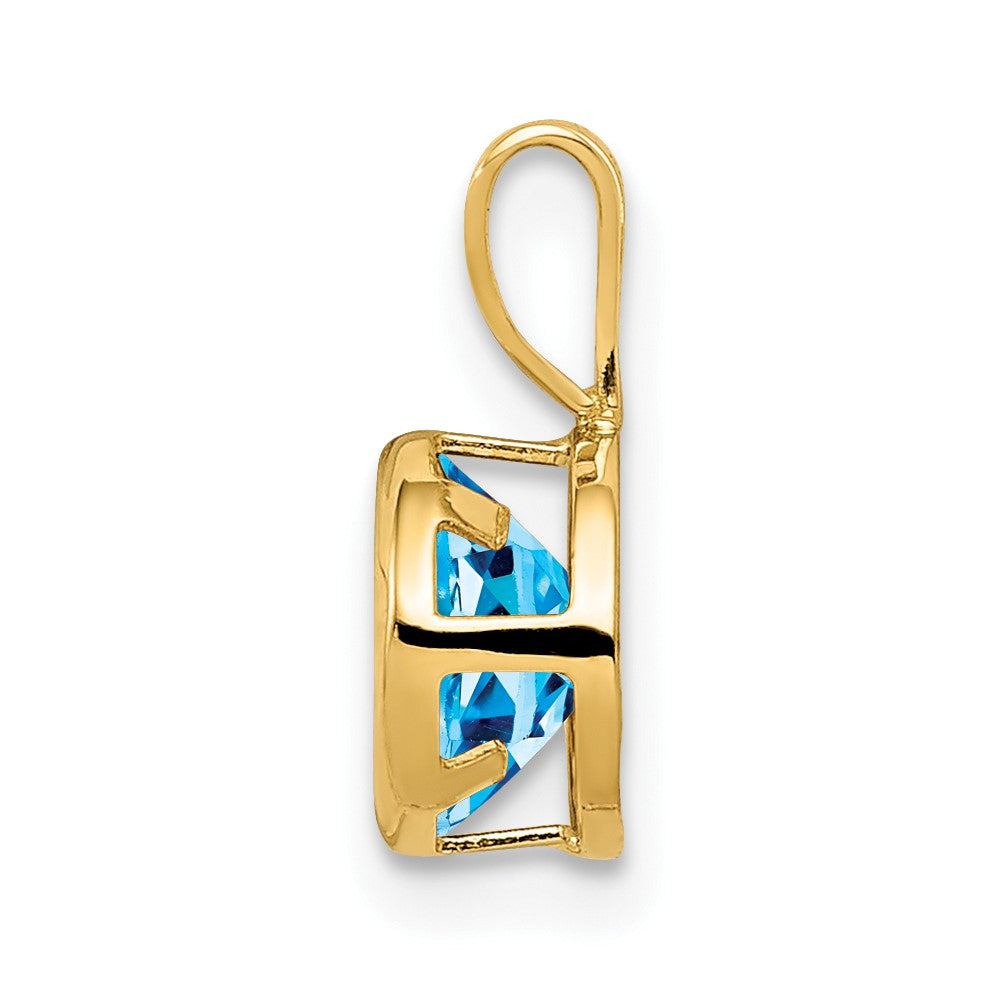 14k 6mm Round Blue Topaz Bezel Pendant