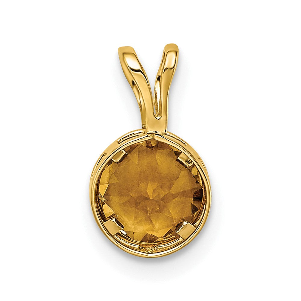 14k 6mm Round Citrine Bezel Pendant