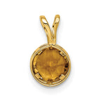 14k 6mm Round Citrine Bezel Pendant