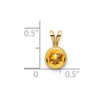 14k 6mm Round Citrine Bezel Pendant