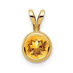 14k 6mm Round Citrine Bezel Pendant