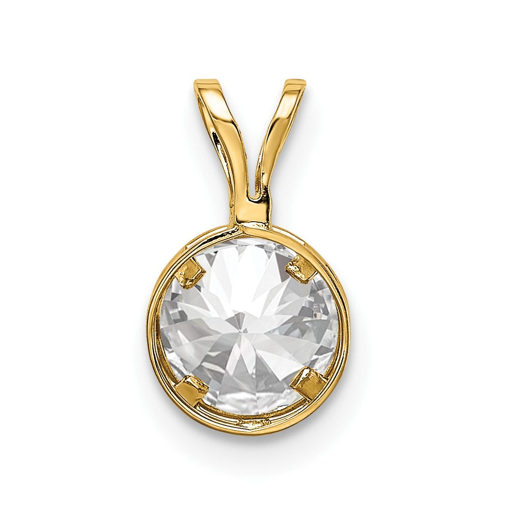 14k 6mm Round Cubic Zirconia Bezel Pendant