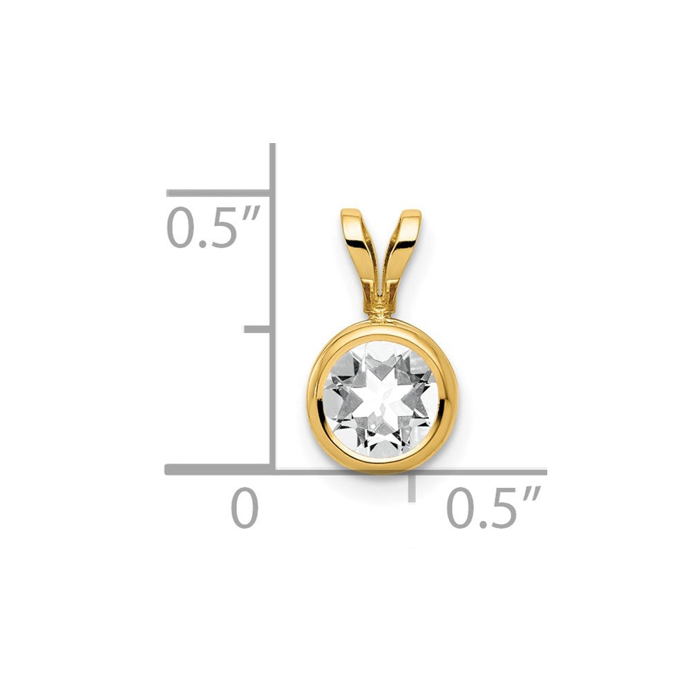 14k 6mm Round Cubic Zirconia Bezel Pendant