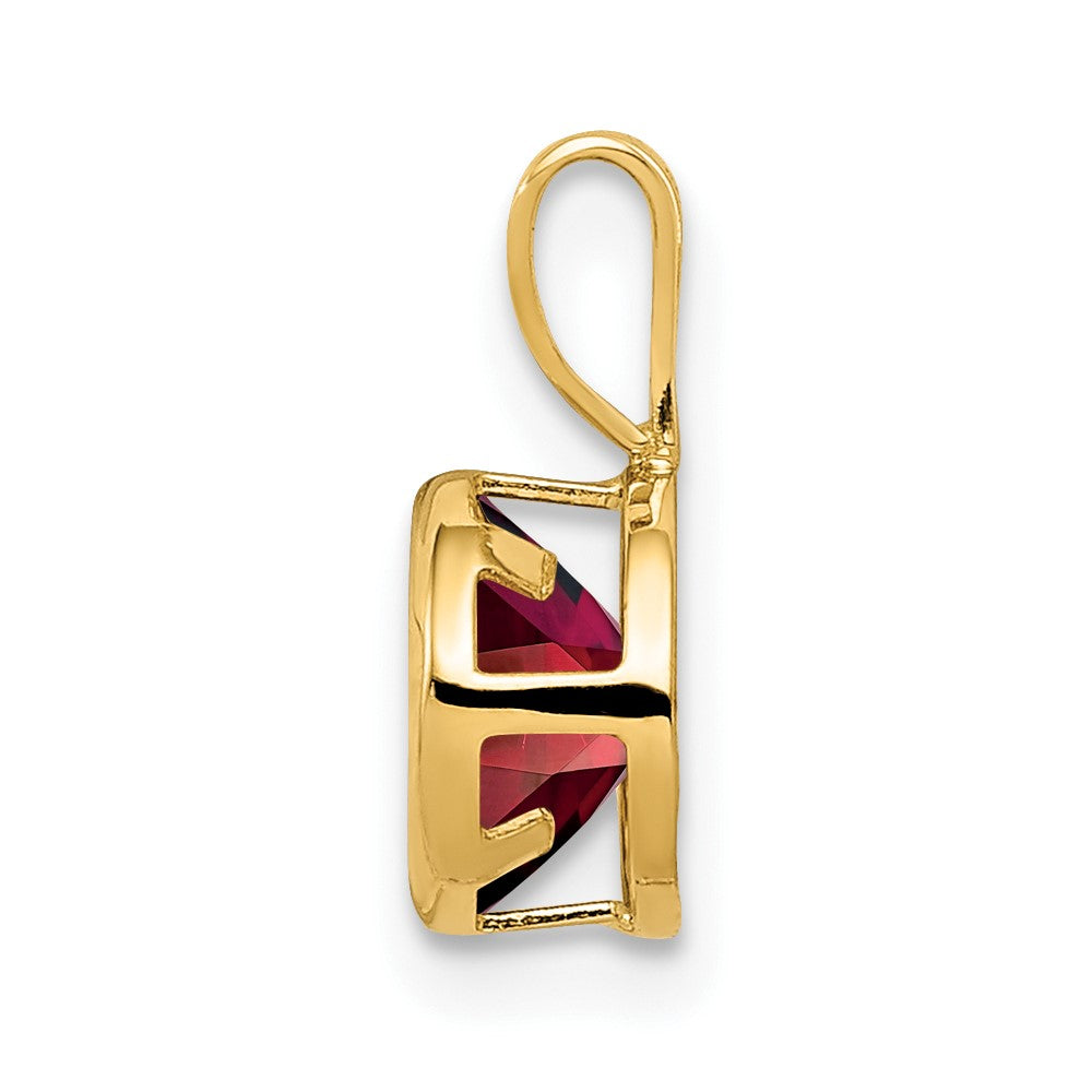 14k 6mm Round Garnet Bezel Pendant