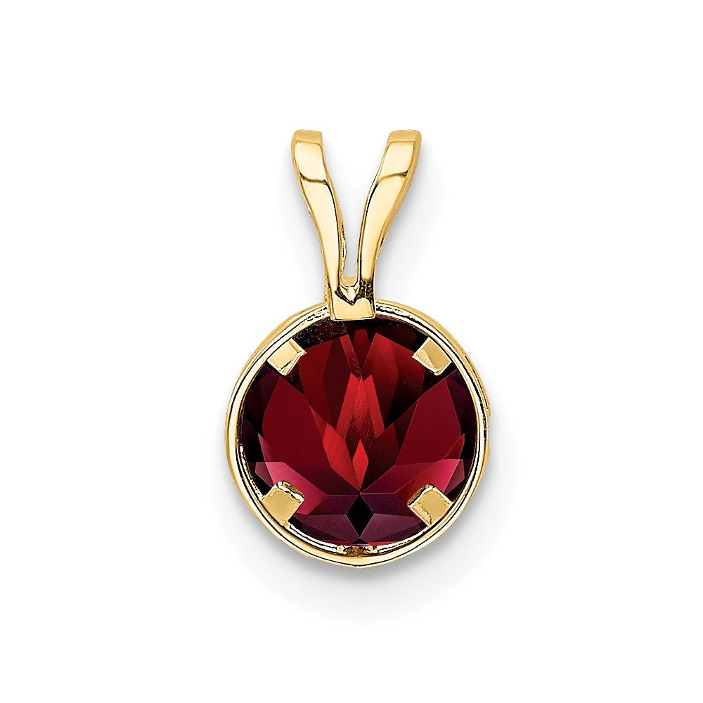 14k 6mm Round Garnet Bezel Pendant