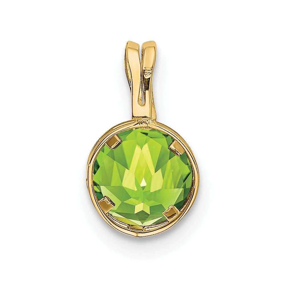 14k 6mm Round Peridot Bezel Pendant