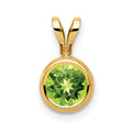 14k 6mm Round Peridot Bezel Pendant