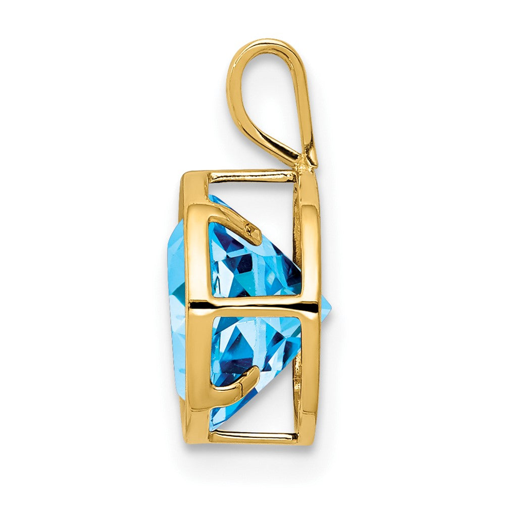 14k 8mm Round Blue Topaz Bezel Pendant