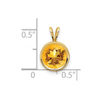 14k 8mm Round Citrine Bezel Pendant