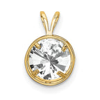 14k 8mm Round Cubic Zirconia Bezel Pendant